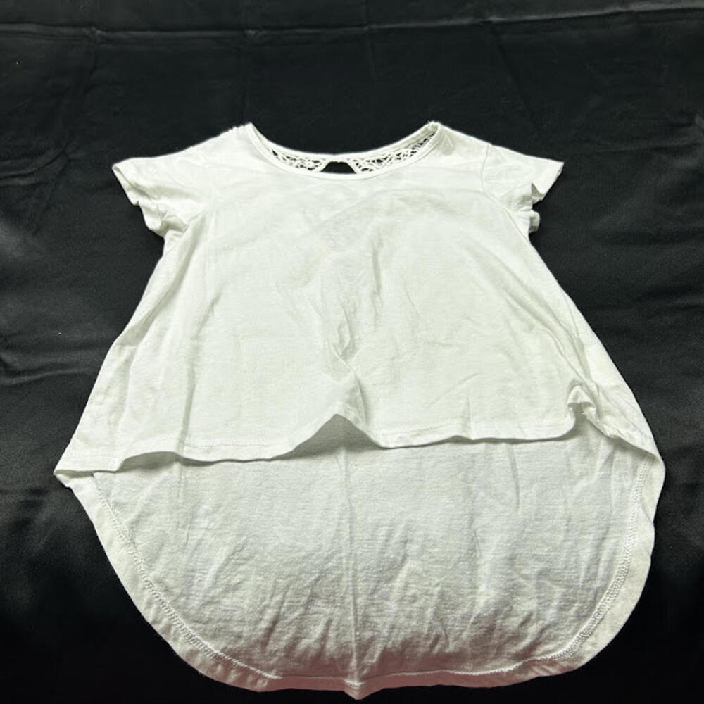 Old‎ Navy Girls White Lace Back High-Low Short Sleeve Shirt Size S (6/7Y)